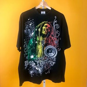 Bob Marley One Love Music Rasta Lion T Shirt Black